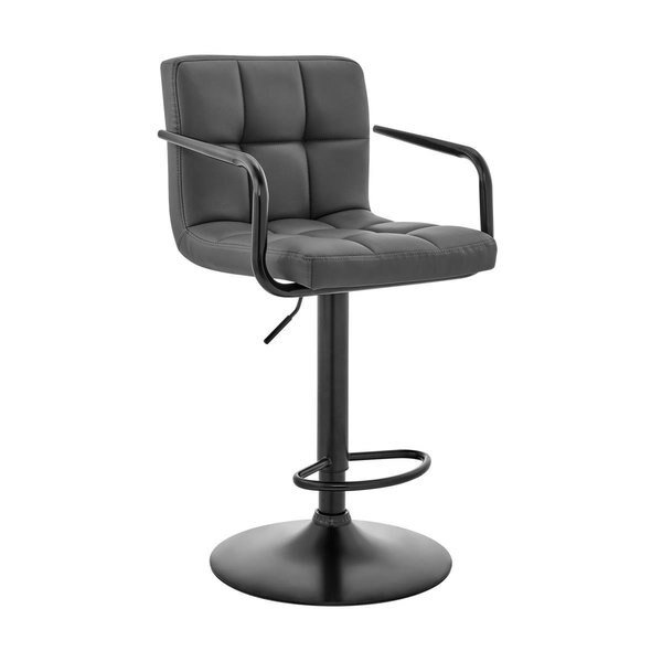 Armen Living LCLABABLGR Laurant Adjustable Gray Faux Leather Swivel Bar Stool, Armen Living, Mfr#: LCLABABLGR